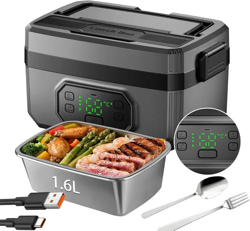 Vista 10 de Swingers Lonchera térmica inalámbrica, lonchera de 21000 mAh con autocalentamiento, alimentada por batería, lonchera eléctrica portátil de 1.2 L