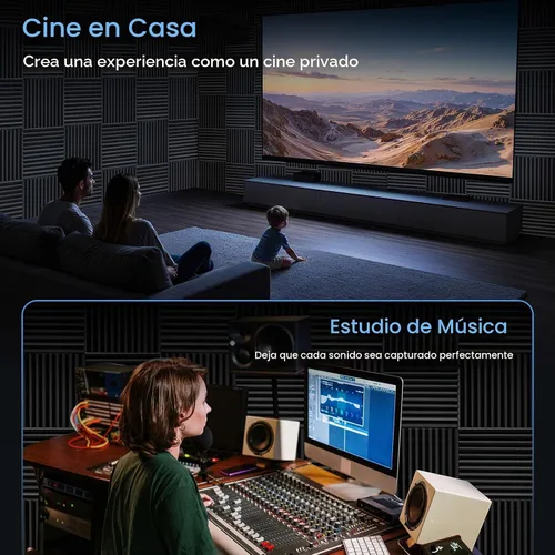 Vista 5 de Focusound Paquete de 80 paneles de espuma a prueba de sonido, paneles de espuma acústica de 1 x 12 x 12 pulgadas para pared, paneles de cuña