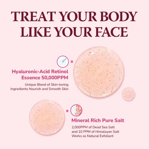 Vista 5 de HIMALAYA PINKSALT Exfoliante diario y lavado corporal - Exfoliante corporal, sal del Mar Muerto y sal rosa del Himalaya, gel de ducha natural