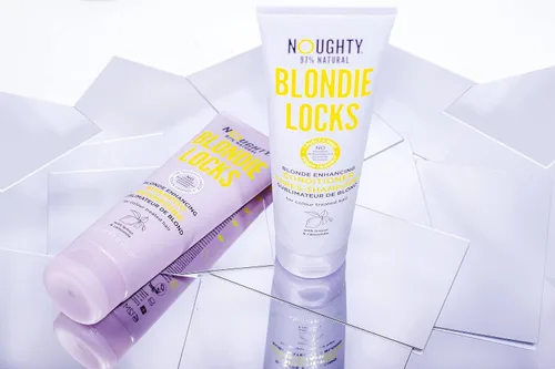 Vista 4 de Noughty Blondie Locks Blonde - Acondicionador potenciador rubio, vegano 97% natural, sin sulfato, sin silicona, sin parabenos, acondicionador