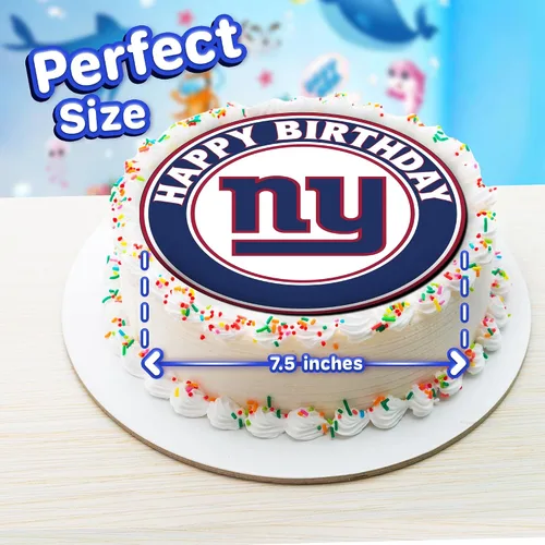 Vista 3 de 7.5 NY Giants - Decoración redonda comestible para tartas de cumpleaños, pastel de cumpleaños