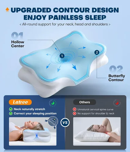 Vista 8 de Almohada cervical para el cuello 5 veces para aliviar el dolor, almohada ortopédica refrescante para dormir, almohadas de espuma viscoelástica