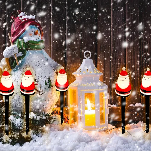 Vista 8 de FANFX Luces Solares de Navidad, Marcadores de Sendero Luces de Pasarela con Carga/Iluminación Automática, Decoraciones Impermeables de Navidad