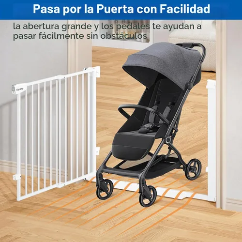 Vista 2 de Puerta de bebé de 29-40 pulgadas para puertas y escaleras, puerta para mascotas con puerta ancha para pasar, sin taladro, puerta de bebé montada a