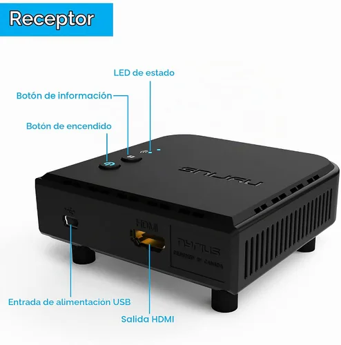 Vista 4 de Nyrius Transmisor y receptor de video HDMI inalámbrico Aries Pro+ para transmitir video de 1080p hasta 165 pies desde laptop, PC, caja de cables