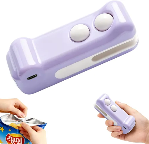Vista 8 de Mini sellador térmico y cortador recargable 2 en 1, mini sellador de bolsas, sellador portátil de mano 2 en 1 recargable para bolsas de alimentos