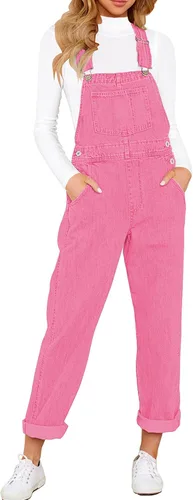 Vista 18 de luvamia - Overol de mezclilla ajustable y elástico para mujer, con pechera, jeans, pantalones, jumpsuits A1 Cody Blue