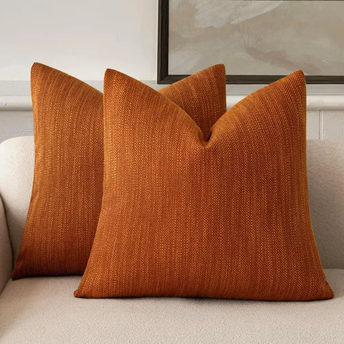 Vista 14 de Foindtower Juego de 2 fundas de almohada decorativas de lino de arpillera con textura, fundas de cojín bohemias de estilo rústico, funda de almohada