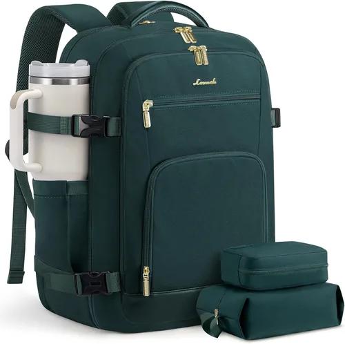 Vista 31 de LOVEVOOK Mochila de viaje para mujer y hombre, Beige, Mochilas de viaje