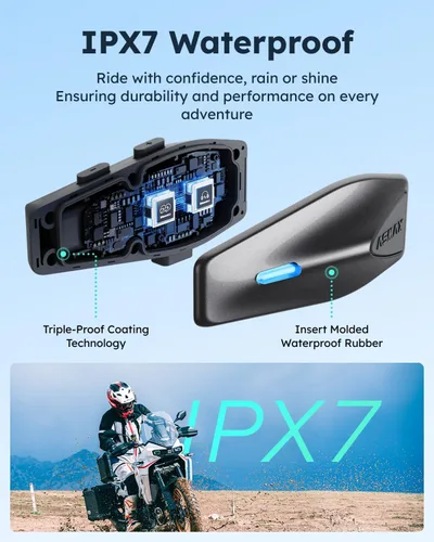 Vista 7 de ASMAX S1 - Auriculares Bluetooth para motocicleta con control de voz inteligente, sistemas de comunicación de casco de malla, cancelación