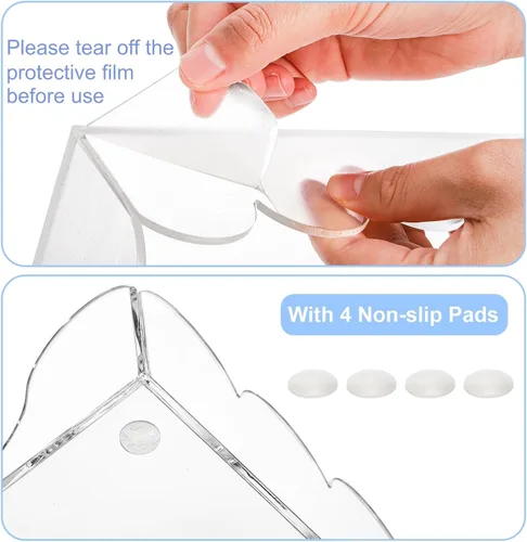 Vista 3 de ZEAYEA Paquete de 2 servilleteros acrílicos, soportes transparentes para toallas de invitados para fiestas, bodas, bandeja decorativa para toallas