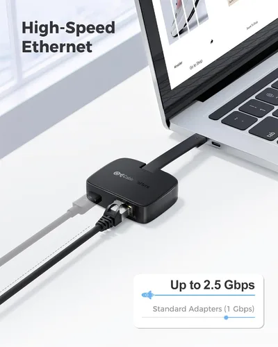 Vista 3 de Cable Matters Adaptador USB C a 2.5 Gigabit Ethernet con carga de 100 W (adaptador Ethernet a USB C de 0.09 oz) - Compatible con Thunderbolt 4