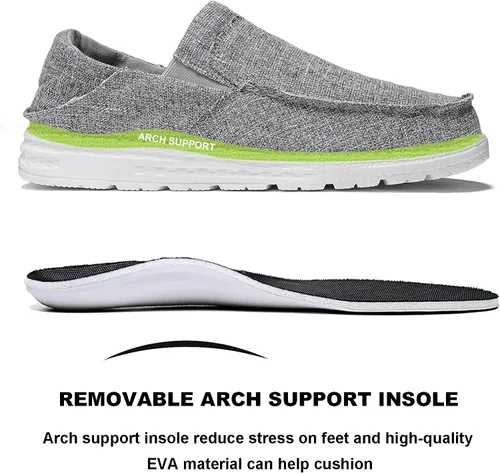 Vista 3 de JXRUXZO Men's Slip on Cloth Shoes Plantar Fasciitis Canvas Loafer Shoes with Arch Support Insole,Casual Comfort Slippers Soft Outdoor Boat Shoes