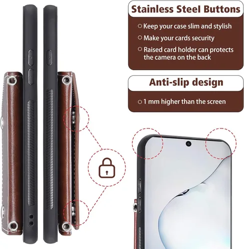 Vista 8 de Asuwish Funda de teléfono para Samsung Galaxy Note 10 5G con protector de pantalla de vidrio templado y tarjetero para tarjeta de crédito, correa