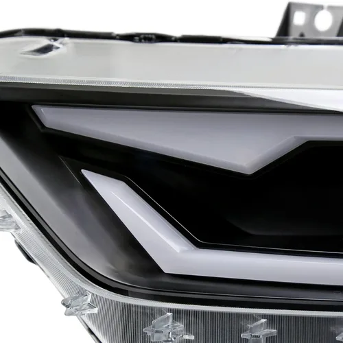 Vista 7 de SPEC-D TUNING Faros proyectores negros con barra LED y animación de inicio compatibles con Ford Mustang 2015-2017, Ford Mustang Shelby 2018-2020