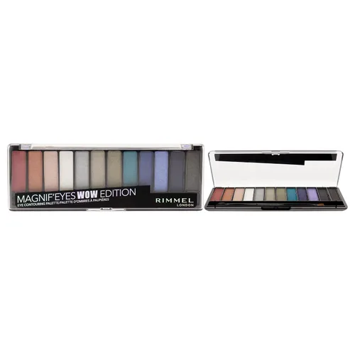 Vista 14 de Rimmel London Magnif'Eyes Paleta de sombras de ojos, 12 tonos, fórmula mezclable, versátil, 008, Electric Violet, 0.5 oz