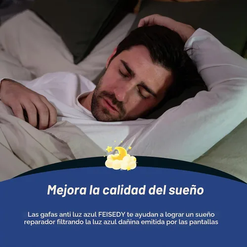 Vista 4 de FEISEDY Fitover B1228 - Lentes de luz azul para juegos de computadora para dormir mejor, antirreflejos