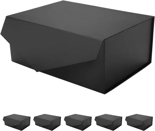 Vista 30 de Caja de regalo negra con ventana, caja de regalo magnética transparente para regalo, caja de propuesta de padrino de boda (10.5 x 7.5 x 3 pulgadas)