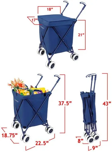 Vista 4 de Carrito de compra plegable – Versacart Transit Utility Cart – Transporta hasta 120 libras (resistente al agua, lona resistente)