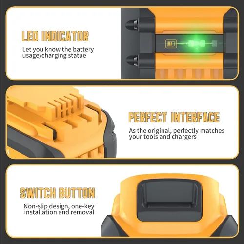 Vista 4 de Reemplazo de 12000 mAh para batería flexvolt 20v/60v Max compatible con baterías de 20/60 voltios 12.0Ah DCB609 DCB606 DCB612 DCB200 DCB201 DCB203