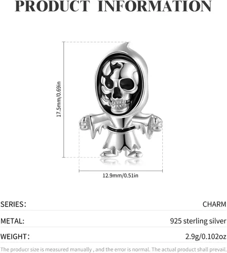 Vista 3 de Dijes de calavera para pulsera de plata de ley 925 con diseño anatómico de corazón de pulmón, cerebro de calavera, esqueleto gótico, mariposa