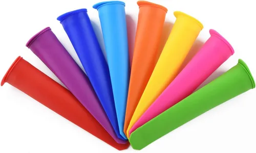 Vista 2 de Moldes de silicona para hacer paletas de hielo, 8 colores vibrantes, juego de 8