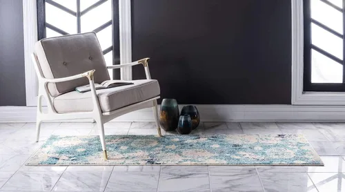 Vista 3 de Unique Loom Positano Collection - Alfombra costera moderna con conchas de langosta de coral, color azul claro (2 x 7 pies)