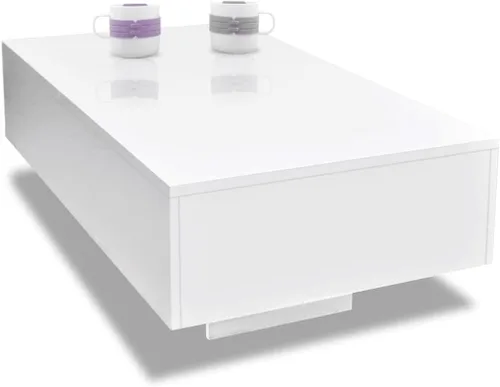 Vista 4 de Mesa auxiliar rectangular de alto brillo para sala de estar, mesa de centro moderna para sala de estar, muebles de sala de estar, mesa de área