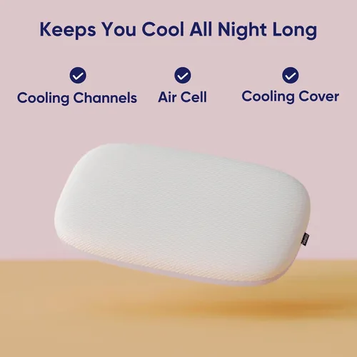 Vista 4 de Vesta AquaZen - Almohada de espuma de doble cara, espuma viscoelástica con cubierta refrigerante, ideal para personas que duermen de espalda