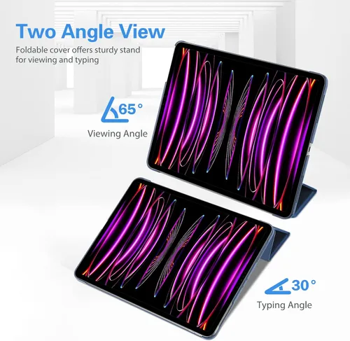 Vista 5 de ProCase Funda Inteligente para iPad Pro 12.9 2022/2021/2020/2018, Carcasa Trasera Rígida Delgada con Soporte Funda Inteligente para iPad Pro 12.9