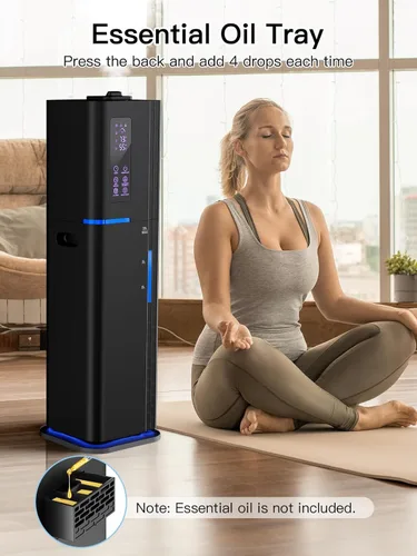 Vista 7 de Humidificador de 10L/2.64Gal, Humidificador Ultrasónico de Niebla Fría y Silencioso de Llenado Superior para Dormitorio, Cubre 550 pies², Tiempo