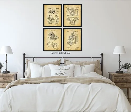 Vista 7 de Govivo Patente de cámara antigua: un conjunto de cuatro patentes de equipos de fotografía para decoración de pared impresiones con fondos sepia