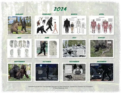 Vista 6 de Bigfoot Calendario de pared 2024-12 meses – 11 x 19 pulgadas abierto – Ideal para la oficina o cabina – Regalo divertido para los fanáticos