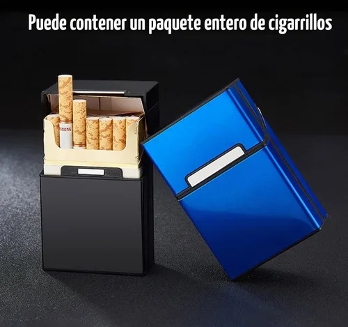 Vista 2 de Caja de cigarrillos Interruptor magnético de aluminio 20 Capacidad 3 Pack (gris+azul+negro, 3.346 in)