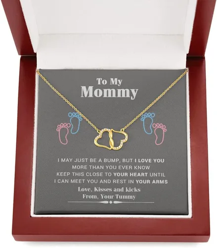 Vista 5 de To My Mommy I Love You New Mommy Necklace Baby Bump Gift of New Mom Gift from Husband Mami I Love You Silver Chain Gold Chain Gifts for her Birthday