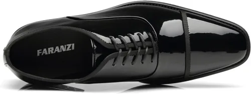 Vista 4 de Tuxedo Shoes Patent Leather Wedding Shoes for Men Cap Toe Lace up Formal Business Oxford Shoes
