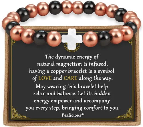 Vista 11 de PEALICIOUS Pulsera de cobre para mujeres y hombres con cuentas magnéticas
