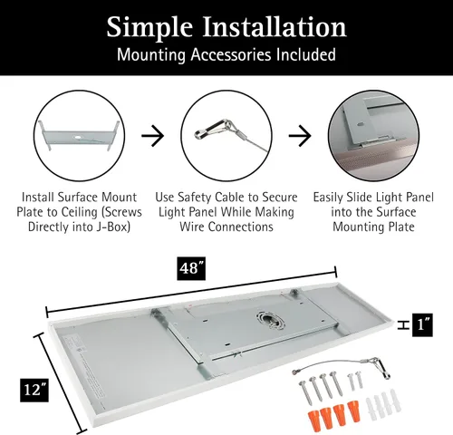 Vista 6 de Panel de Luz de Techo de Montaje en Superficie Ultralux de 1x4 pies – Delgado, Iluminado por los Bordes, Panel Plano de Montaje al Ras para Cocina