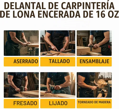 Vista 7 de ecoZen Delantal de soldadura de lona encerada con hilo de Kevlar, resistente al calor y a los productos químicos, totalmente ajustable