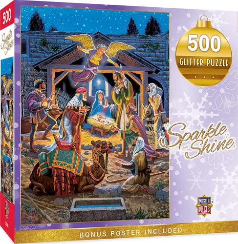 Vista 4 de MasterPieces Rompecabezas de 500 piezas con purpurina - Santa's Depot - 15 x 21 pulgadas