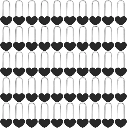 Vista 9 de Candado de amor VeYocilk de 3.5" 50mm en forma de corazón, candado de corazón negro para deseos de amor, ideal para bodas, San Valentín