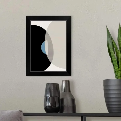 Vista 3 de CANVAS ON DEMAND Impresión artística enmarcada negra abstracta de mediados de siglo 2, ilustraciones
