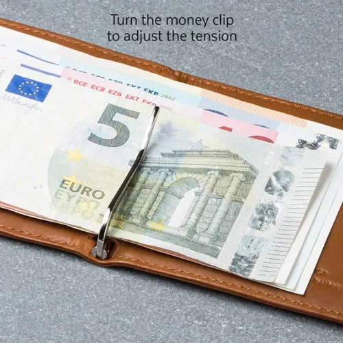 Vista 7 de Distil Union - Wally Euro, Slim Leather Wallet with Coin Pouch and Money Clip (Ink)