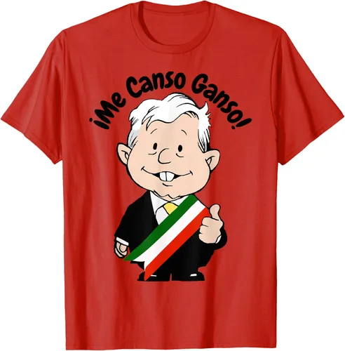 Vista 75 de AMLO Amlito Me Canso Ganso - Camiseta con diseño de dibujos animados mexicanos Gris Oscuro