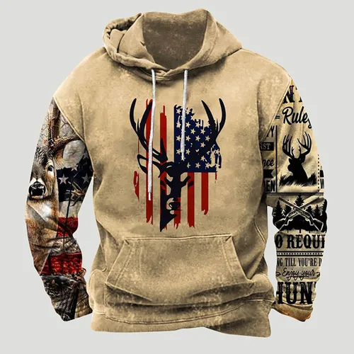 Vista 3 de Brnmxoke Hoodies For Men Oversized Graphic Long Sleeve Pullover Sweatshirt Trendy Drawstring Pocket Tops Aesthetic Streetwear