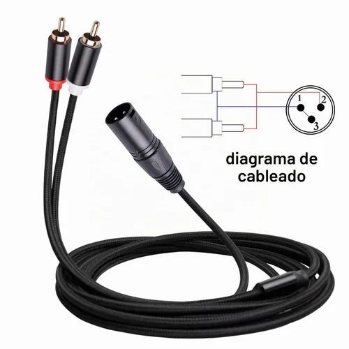 Vista 6 de Cable de micrófono con parche y divisor en Y doble RCA a XLR macho de 3 pies, 1 cable adaptador en Y macho XLR a 2 RCA macho