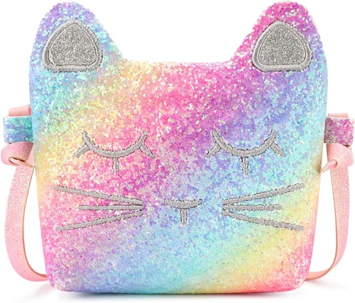 Vista 11 de Bolso de gato para niñas pequeñas, cartera tipo bandolera para niñas pequeñas, Negro