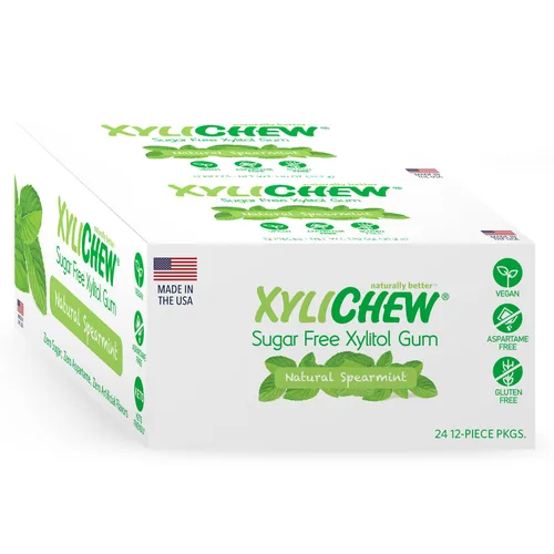 Vista 25 de Xylichew Goma de mascar 100% xilitol sin OMG, sin aspartamo, sin gluten y sin azúcar, cuidado bucal natural, alivia el mal aliento y la boca seca