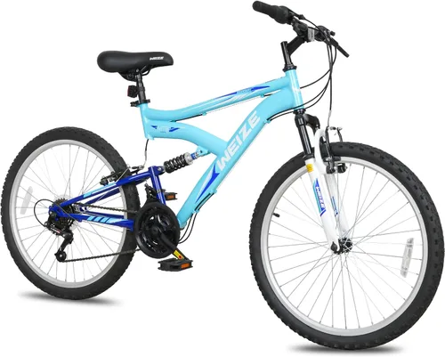 Vista 10 de Bicicleta de montaña para niños WEIZE, bicicletas de 20 y 24 pulgadas para niños de 6 a 14 años, para niños y niñas, con suspensión doble completa