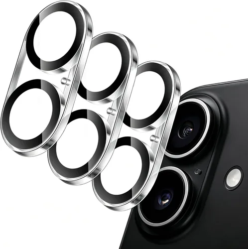 Vista 10 de [Paquete de 3] Protector de lente de cámara compatible con iPhone 13 y iPhone 13 Mini, cubierta de cámara de vidrio templado 9H de alta calidad Negro